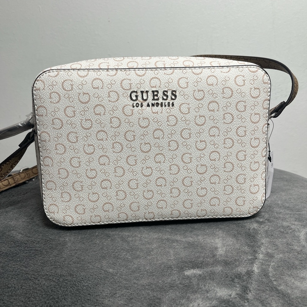 Guess White and Brown Crossbody Bag
